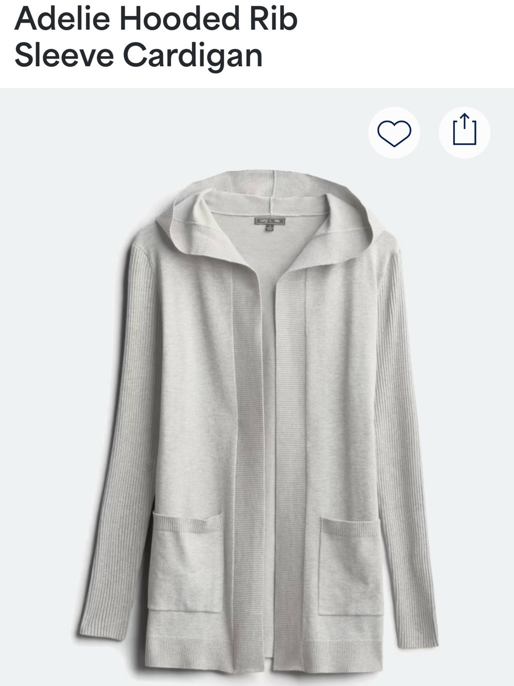 Adelie Hooded Rib-Sleeve Cardigan – Light Gray